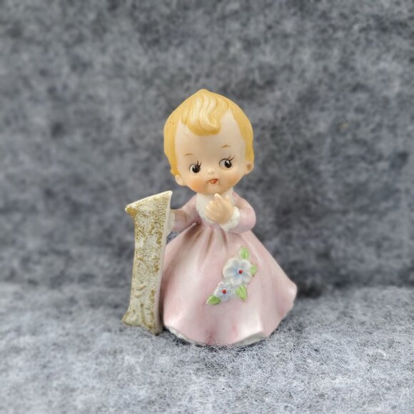 Vintage Kelvin First Birthday Doll Girl In Pink Dress Hand Painted B-910 Taiwan - Picture 4 of 7